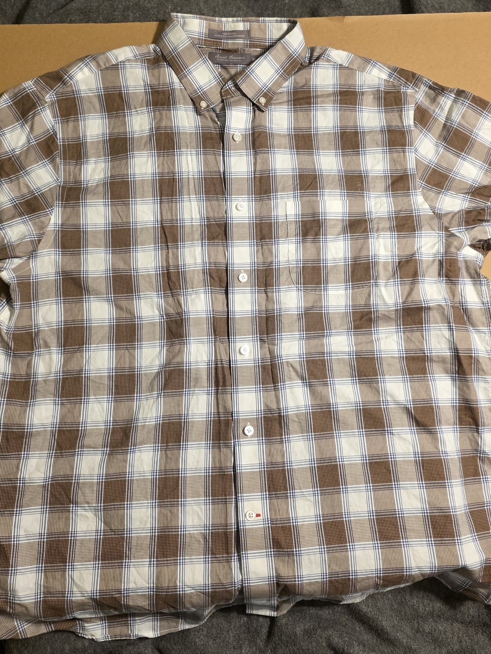 Daniel Cremieux Brown and White Plaid Button-Down Shirt